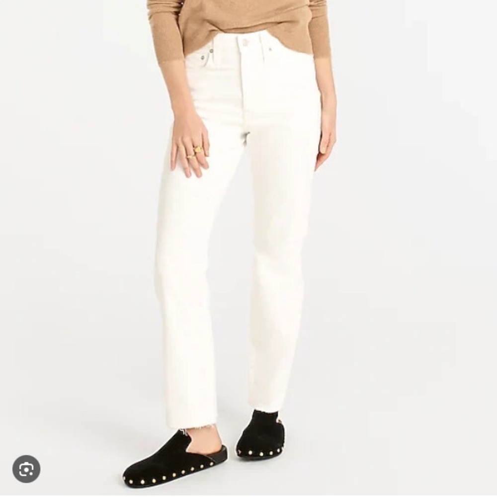 J. Crew Denim White Slim Boyfriend Jeans Raw Hem size 24